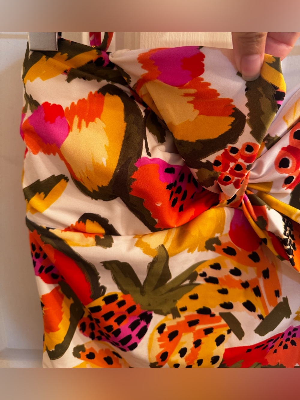 Farm Rio Papaya Fruits Paradise One-Piece Swimsuit Bathing Suit Sz Large - Picture 11 of 12